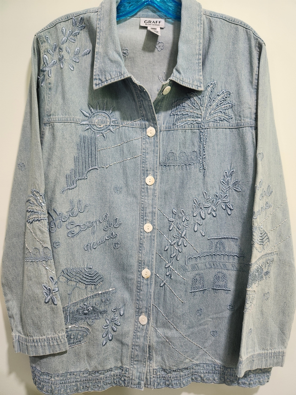 GRAFF Light Blue Embroidered Denim Button-Down Shirt